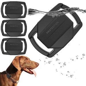 airtag dog collar holder - full-body cover ipx8 waterproof durable anti-lost loop holder air tag tracker protective case for pet cat & dog collars/backpack/bags/harnesses/belt (4 pack)