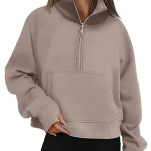 AUTOMET Womens Sweatshirts Half Zip Pullover Cropped Fleece Quarter Zipper Oversized Hoodies 2023 Fall Fashion Outfits Sweaters