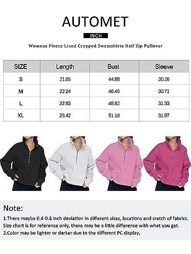 AUTOMET Womens Sweatshirts Half Zip Pullover Cropped Fleece Quarter Zipper Oversized Hoodies 2023 Fall Fashion Outfits Sweaters
