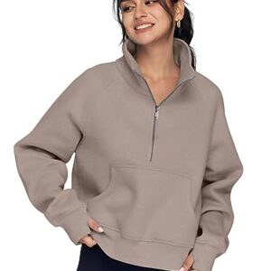 AUTOMET Womens Sweatshirts Half Zip Pullover Cropped Fleece Quarter Zipper Oversized Hoodies 2023 Fall Fashion Outfits Sweaters