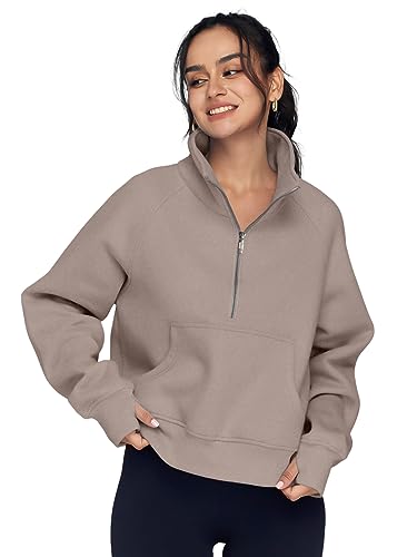 AUTOMET Womens Sweatshirts Half Zip Pullover Cropped Fleece Quarter Zipper Oversized Hoodies 2023 Fall Fashion Outfits Sweaters