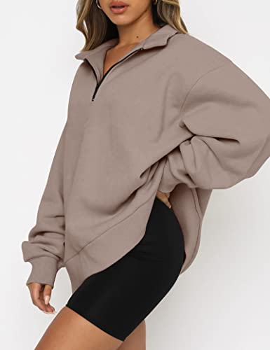 AUTOMET Womens Oversized Sweatshirts Hoodies Half Zip Pullover Trendy Long Sleeve Shirts Tops Y2k Fall Sweaters Clothes 2023 Outfits