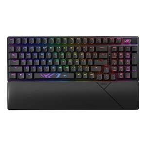 asus rog strix scope ii 96 wireless gaming keyboard, tri-mode connection, dampening foam & switch-dampening pads, hot-swappable pre-lubed rog nx snow switches, pbt keycaps, rgb-black