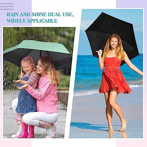 Talltalk 12 Pcs Mini Umbrellas Bulk Compact Travel Umbrella Small Tiny Umbrella for Pocket Purse Rain Sun Windproof UV Protection Portable Parasol with Case for Wedding (Macaron, Box)