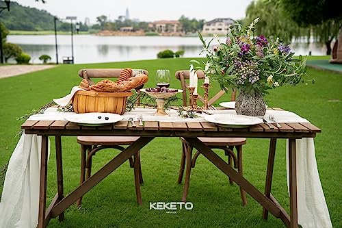 Keketo Ivory Gauze Rustic Cheesecloth Table Runner 120 Inch 10 FT for Wedding Baby Shower Bridal Shower Birthday Engagement Garden Outdoor Party Long Sheer Boho Decorations