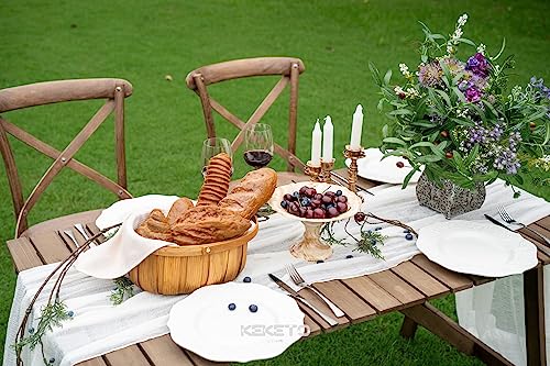 Keketo Ivory Gauze Rustic Cheesecloth Table Runner 120 Inch 10 FT for Wedding Baby Shower Bridal Shower Birthday Engagement Garden Outdoor Party Long Sheer Boho Decorations