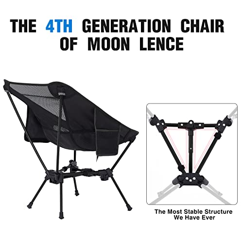 MOON LENCE Portable Camping Chair Backpacking Chair - The 4th Generation Ultralight Folding Chair - Compact, Lightweight Foldable Chairs for Hiking Mountaineering, Beach, 2 Pack