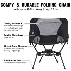MOON LENCE Portable Camping Chair Backpacking Chair - The 4th Generation Ultralight Folding Chair - Compact, Lightweight Foldable Chairs for Hiking Mountaineering, Beach, 2 Pack
