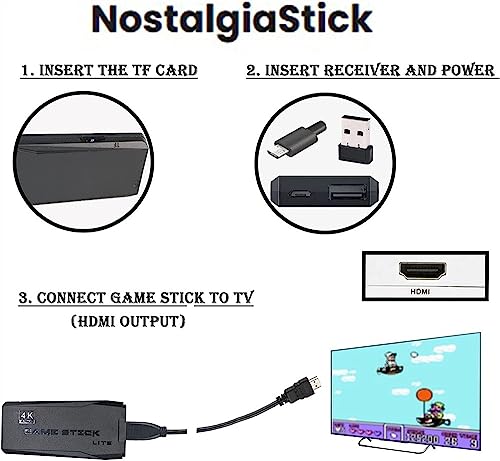 Nostalgia Stick Game, Nostalgiastick Wireless Retro Game Console Built In 20000+ Games, Plug & Play Nostalgia Stick 4K HDMI Output For Tv With Dual 2.4G Wireless Controllers, 32g/64g/128g Version 6.9