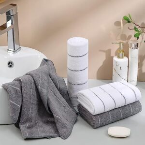 Vnoss 6 Pack Hand Towels – Super Absorbent, Fast Drying, Premium Microfiber Bathroom Towel - Multipurpose for Hotel, Travel, Sports, Spa Hand Towel 16 x 28 Inches - Gray