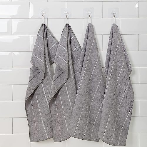 Vnoss 6 Pack Hand Towels – Super Absorbent, Fast Drying, Premium Microfiber Bathroom Towel - Multipurpose for Hotel, Travel, Sports, Spa Hand Towel 16 x 28 Inches - Gray