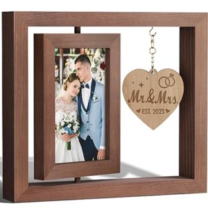 tiblue wedding gifts for couples 2023 - mr and mrs picture frame for 4x6 pictures, bridal shower gifts for bride to be, wedding picture frame bachelorette gifts for bride engagement gifts