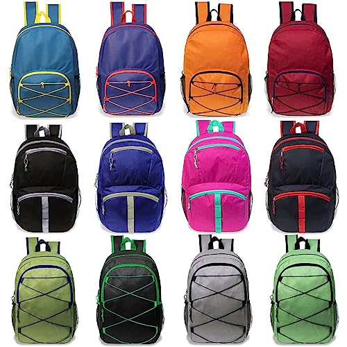 24-Pack 17" Classic School Backpacks for Kids - Backpacks in Bulk for Elementary, Middle, and High School Students, Assorted Colors and Patterns