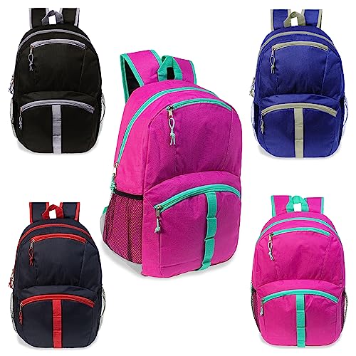 24-Pack 17" Classic School Backpacks for Kids - Backpacks in Bulk for Elementary, Middle, and High School Students, Assorted Colors and Patterns