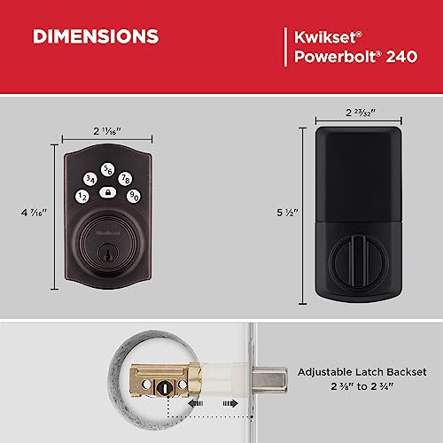 Kwikset Powerbolt 240 5-Button Keypad Venetian Bronze Traditional Electronic Deadbolt Door Lock, Featuring Convenient keyless Entry, Customizable User Codes and auto Locking