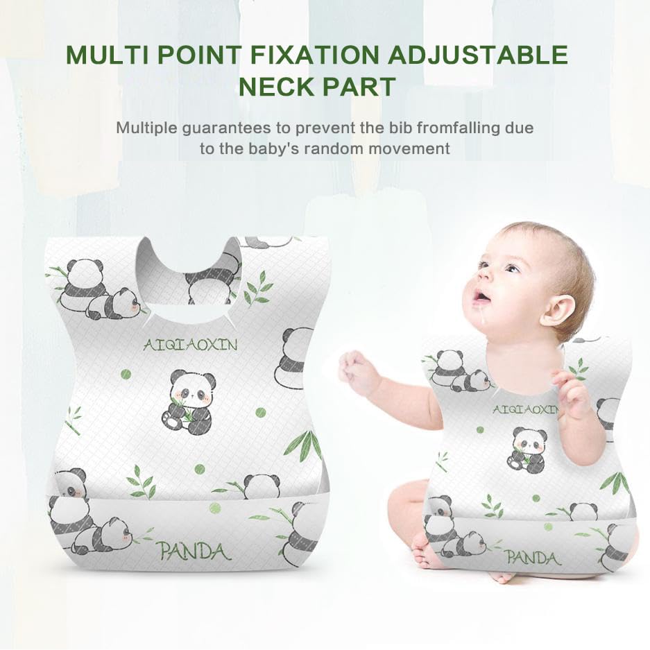 AiQiaoXin® 10PCS Baby Disposable Bibs-Individually Packaged,Soft, Leak Proof and Convenient, Suitable for Infants, Feeding, Traveling(Panda pattern)