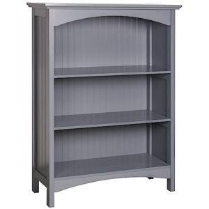ehemco 3 tier bookcase with 2 arched supports, 40 inches, gray