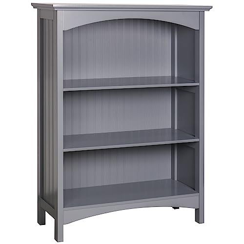 eHemco 3 Tier Bookcase with 2 Arched Supports, 40 Inches, Gray