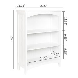 eHemco 3 Tier Bookcase with 2 Arched Supports, 40 Inches, Gray