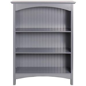 eHemco 3 Tier Bookcase with 2 Arched Supports, 40 Inches, Gray