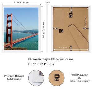 HEYTUYA 6x9 inch Picture Frame White for Wall Hanging or Tabletop, Wood Wall Gallery Poster Frame Photo Frame with Durable Shatter Resistant Plexiglas, White