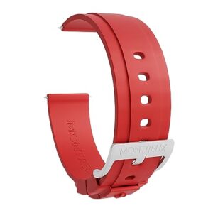 montreux premium quick release 20mm fkm rubber watch strap band for rolex, omega, tag heuer, seiko & more (red)