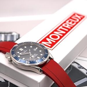 MONTREUX Premium Quick Release 20mm FKM Rubber Watch Strap Band for Rolex, Omega, TAG Heuer, Seiko & More (Red)