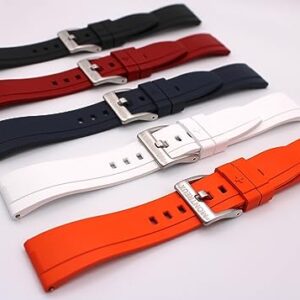 MONTREUX Premium Quick Release 20mm FKM Rubber Watch Strap Band for Rolex, Omega, TAG Heuer, Seiko & More (Red)