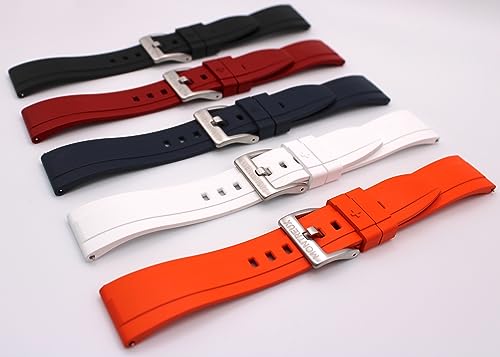 MONTREUX Premium Quick Release 20mm FKM Rubber Watch Strap Band for Rolex, Omega, TAG Heuer, Seiko & More (Red)