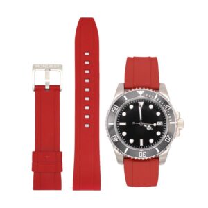 MONTREUX Premium Quick Release 20mm FKM Rubber Watch Strap Band for Rolex, Omega, TAG Heuer, Seiko & More (Red)