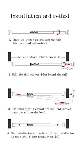 No Drilling 304 Stainless Steel Shower Curtain Pole 706，Double Spring Pressure Extendable Rail Hanging Pole 50-190cm (Size : 105-130cm) (Color : Black, Size : 5090cm)