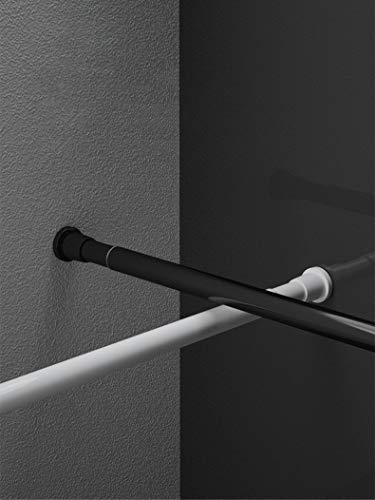 No Drilling 304 Stainless Steel Shower Curtain Pole 706，Double Spring Pressure Extendable Rail Hanging Pole 50-190cm (Size : 105-130cm) (Color : Black, Size : 5090cm)