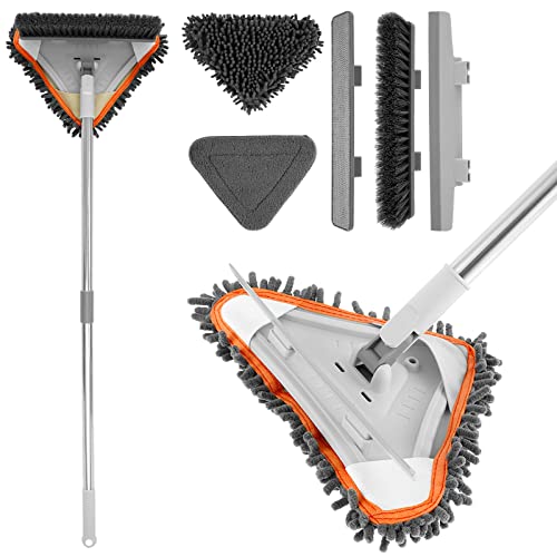 CB Wall Mop Cleaner with Adjustable Handle 360 ° Rotating Cleaning Mop Detachable Wall Cleaning Tool with Replaceable Mop Cloth Reusable Dust Mop Cleaner Wet and Dry Use Durable for Windows Wall Floor