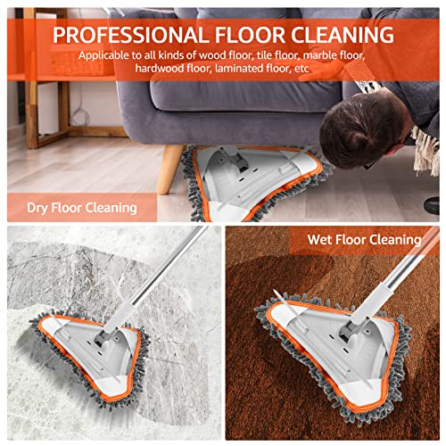 CB Wall Mop Cleaner with Adjustable Handle 360 ° Rotating Cleaning Mop Detachable Wall Cleaning Tool with Replaceable Mop Cloth Reusable Dust Mop Cleaner Wet and Dry Use Durable for Windows Wall Floor