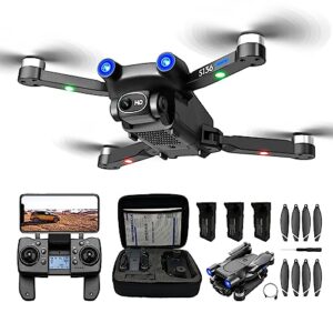 dynoson gps drone with 4k hd camera for adults beginners, 3 batteries for 60 minutes long flight time,5g transmission fpv and long range gps drone with brushless motor and optical flow,gps auto return,intelligence follows me,include 3 batteries and handba