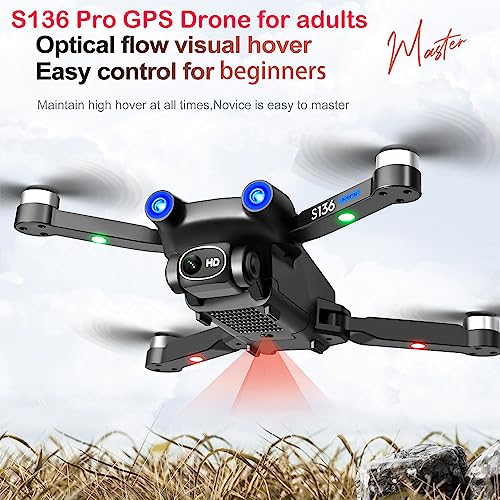 Dynoson GPS Drone with 4K HD Camera for Adults Beginners, 3 Batteries for 60 Minutes Long Flight Time,5G Transmission FPV and Long Range GPS Drone with Brushless Motor and Optical Flow,GPS Auto Return,Intelligence Follows me,Include 3 Batteries and handba