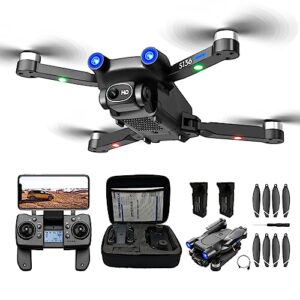 dynoson gps drone with 4k hd camera for adults beginners, 2 batteries for 40 minutes long flight time,5g transmission fpv and long range gps drone with brushless motor and optical flow,gps auto return,intelligence follows me,include 2 batteries and handba