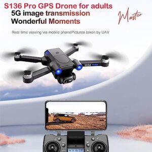 Dynoson GPS Drone with 4K HD Camera for Adults Beginners, 2 Batteries for 40 Minutes Long Flight Time,5G Transmission FPV and Long Range GPS Drone with Brushless Motor and Optical Flow,GPS Auto Return,Intelligence Follows me,Include 2 Batteries and handba