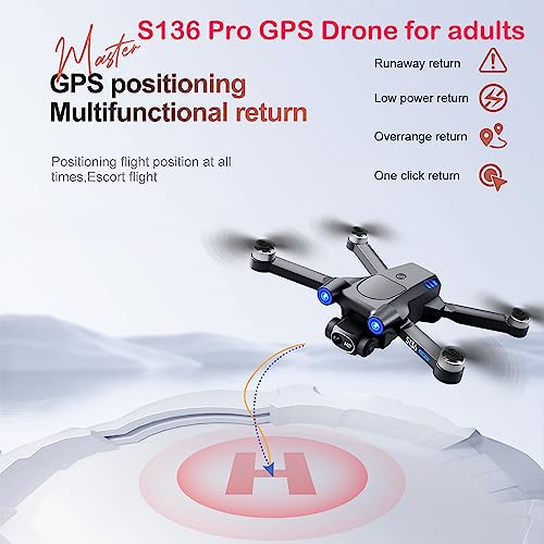 Dynoson GPS Drone with 4K HD Camera for Adults Beginners, 2 Batteries for 40 Minutes Long Flight Time,5G Transmission FPV and Long Range GPS Drone with Brushless Motor and Optical Flow,GPS Auto Return,Intelligence Follows me,Include 2 Batteries and handba