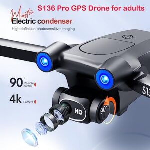 Dynoson GPS Drone with 4K HD Camera for Adults Beginners, 2 Batteries for 40 Minutes Long Flight Time,5G Transmission FPV and Long Range GPS Drone with Brushless Motor and Optical Flow,GPS Auto Return,Intelligence Follows me,Include 2 Batteries and handba