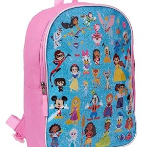 Disney 100 15" Backpack Minnie Daisy Tiana Elsa Belle Ariel Mirabel Kids Pink