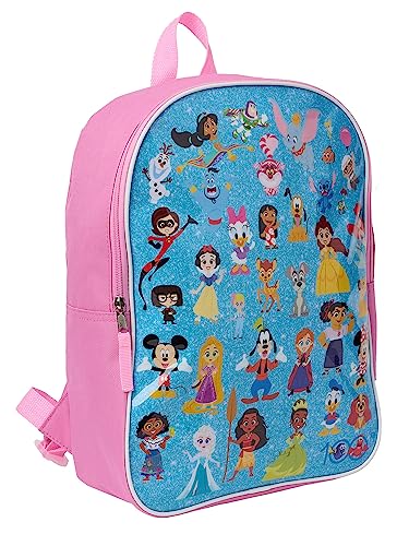 Disney 100 15" Backpack Minnie Daisy Tiana Elsa Belle Ariel Mirabel Kids Pink