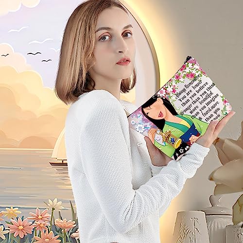 LEVLO Mu Lan Cosmetic Make Up Bag Mu Lan Fans Motivational Gift You Are Braver Stronger Smarter Than You Think Mulan Makeup Zipper Pouch Bag Mu Lan Merch(Always Mulan)