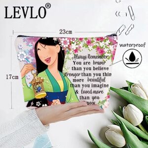 LEVLO Mu Lan Cosmetic Make Up Bag Mu Lan Fans Motivational Gift You Are Braver Stronger Smarter Than You Think Mulan Makeup Zipper Pouch Bag Mu Lan Merch(Always Mulan)