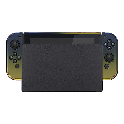 eXtremeRate PlayVital Back Cover for Nintendo Switch Console, Handheld Controller Protector Hard Shell for Joycon, Dockable Protective Case for Nintendo Switch - Gradient Black Yellow