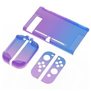 eXtremeRate PlayVital Back Cover for Nintendo Switch Console, Handheld Controller Protector Hard Shell for Joycon, Dockable Protective Case for Nintendo Switch - Gradient Translucent Bluebell