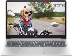 hp 15.6" student chromebook laptop 2023 newest, quad-core intel processor n200(up to 3.7ghz), 8gb lpddr5 ram, 128gb storage (64gb emmc, 64gb microsd), light & thin, long battery, chrome os