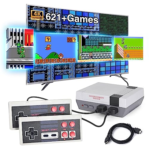 Feliexez Retro Game Console, Game Console Emulator with 621 Built-in Old Games, 1080P Video Gaming Console HDMI Output, 8-Bit Plug and Play Video Game System for TV, for Adults, Kids Family as Gift