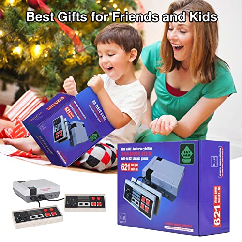 Feliexez Retro Game Console, Game Console Emulator with 621 Built-in Old Games, 1080P Video Gaming Console HDMI Output, 8-Bit Plug and Play Video Game System for TV, for Adults, Kids Family as Gift