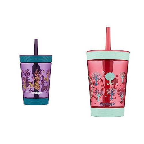 Contigo Kids Spill-Proof 14oz Tumbler & Kids Spill-Proof 14oz Tumbler with Straw and BPA-Free Plastic, Fits Most Cup Holders and Dishwasher Safe, Sprinkles Pink